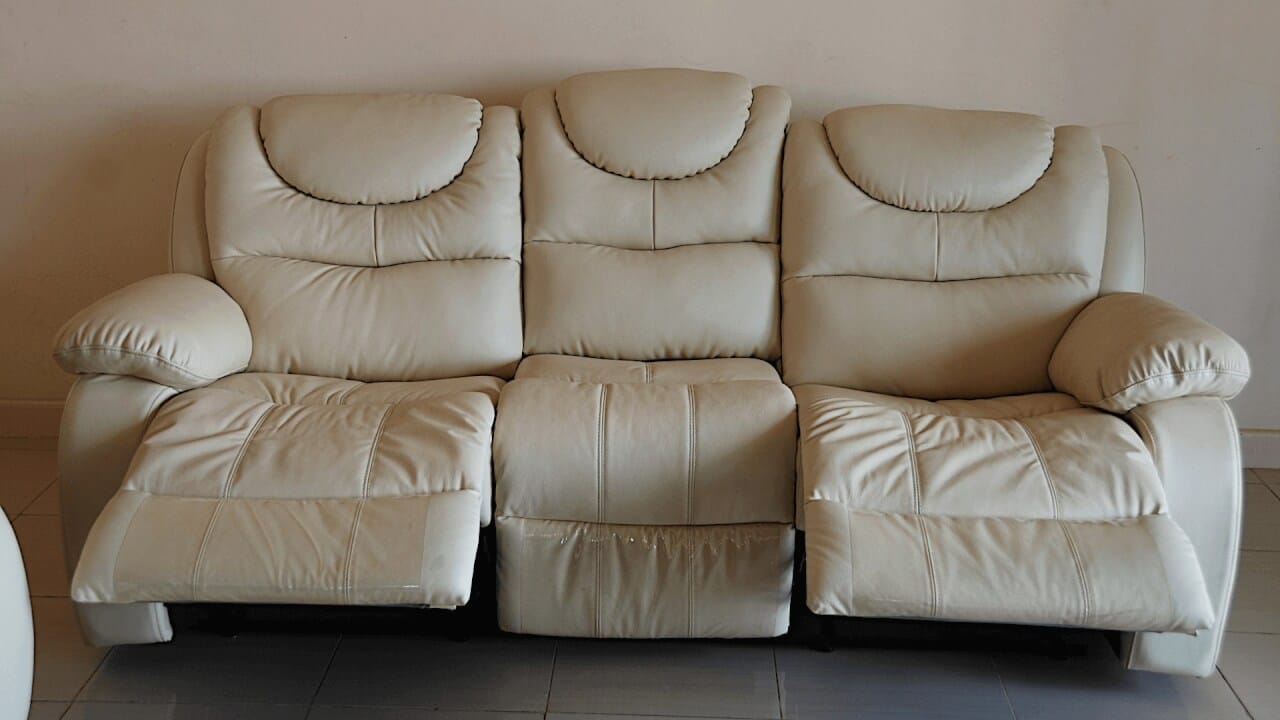 Off White Pure Leather Recliner | Sofa Sets | Recliners | Pure Leather